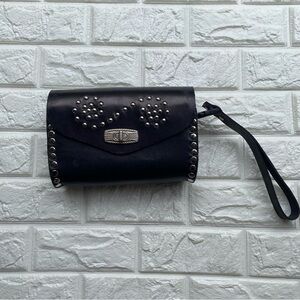 Leather Studded Hard Leather Purse Bag wristlet